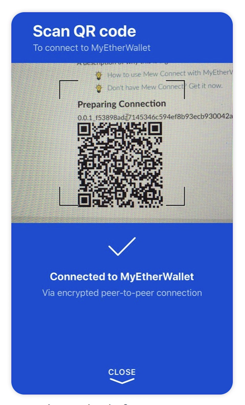 MyEtherWallet(マイイーサーウォレット)で自分のウォレットにアクセスする方法：MEWconnect