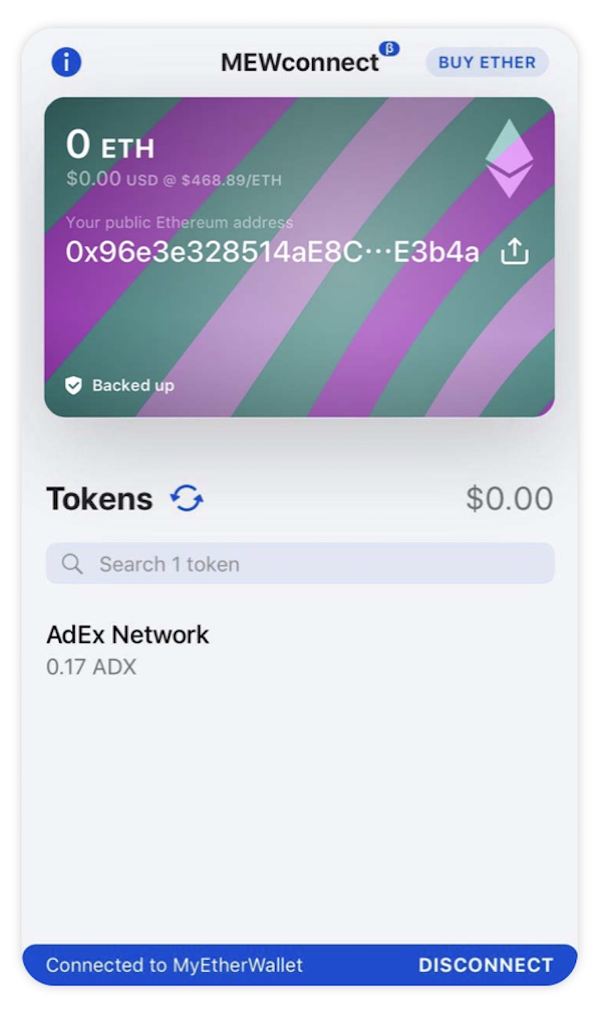 MyEtherWallet(マイイーサーウォレット)で自分のウォレットにアクセスする方法：MEWconnect