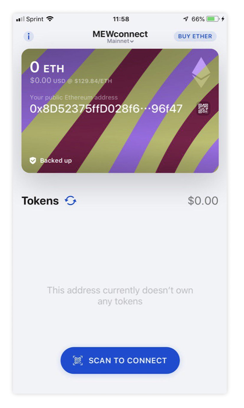 MyEtherWallet(マイイーサーウォレット)で自分のウォレットにアクセスする方法：MEWconnect