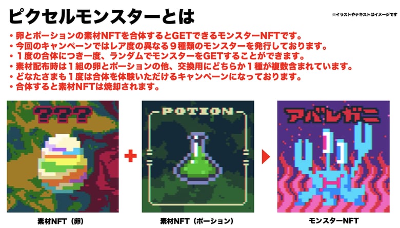 ピクセルモンスターリリース記念　先着10,000名に素材NFT無料配布