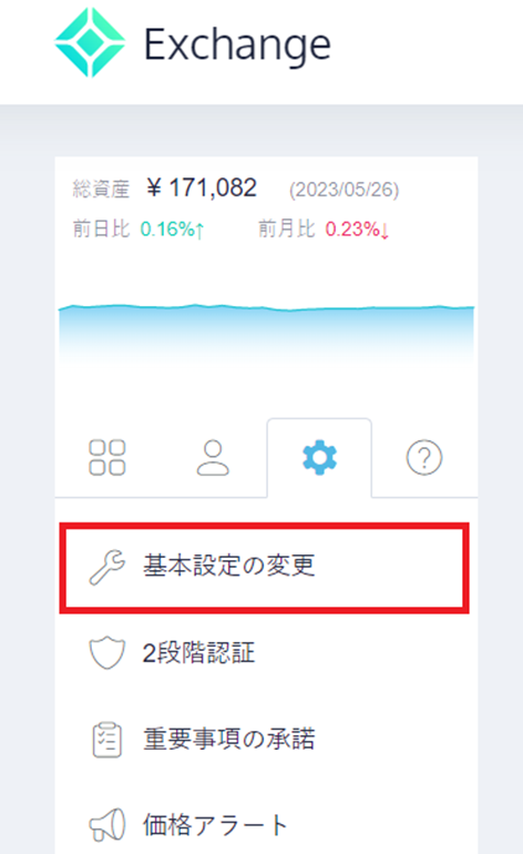 CoinCheck公式サイト_退会手続き①基本設定の変更